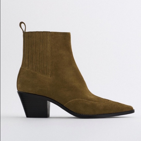 Zara Shoes Zara Split Leather Heeled Cowboy Ankle Boots Sz 6 Poshmark